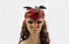 Red Veil Mask With Classy Stone / Venetian Masquerade Masks