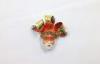 Venetian Culture Mask Lady Brooch Orange 3 Inch For Halloween
