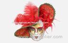 Red Feather Venetian Carnival Masks / 17" Jester Masquerade Masks