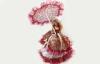 14 Inch Red Porcelain Doll Lamp Lace With Antique Victorian Lady