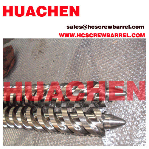 Conical twin bimetallic screw