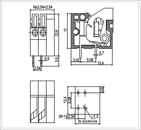 Good Quality Spring Clamp Terminal Blocks | Spring Cage Terminal Blocks pitch 2.54mm right angle CE/UL certification