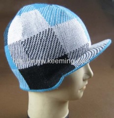 Acrylic jacquard knitted hat with visor
