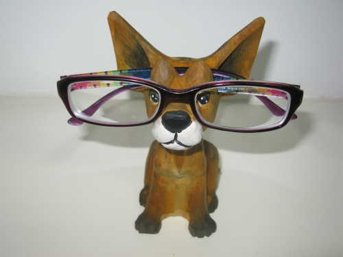 Wood Carved Chihuahua Glasses Holder