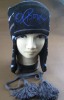 The woolen double winter earflap hat with single headpiece