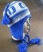 White and blue Intarsia jacquard knitted earflap hat