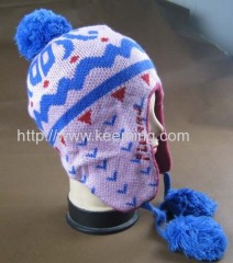 Double Intarsia jacquard with part of fleece lining earflap hat