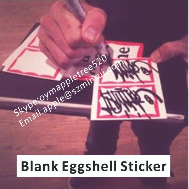 Blank Eggshell Sticker,Red Border Printed On White Eggshell Stickers,Destructible Eggshell Sticker Can Be Writable