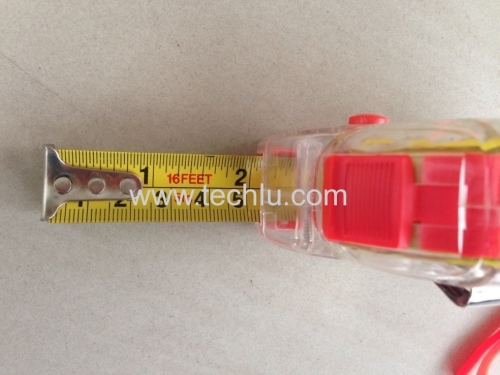 Transparent plastic measure tape with 5mx19mm