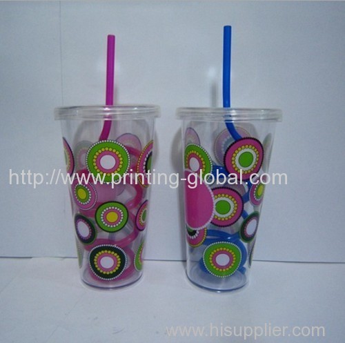 Heat transfer film for plastic straw cup