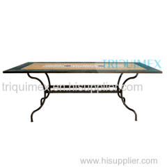 Wrought iron and ceramic mosaic rectangular coffe table