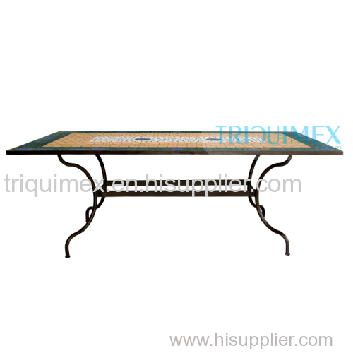 Wrought iron and ceramic mosaic rectangular coffe table