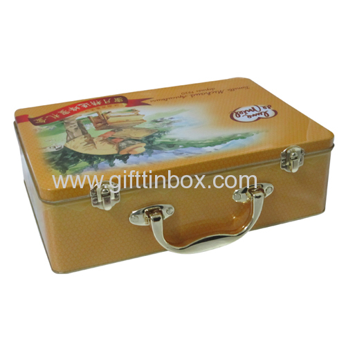 Rectangular handle tin box