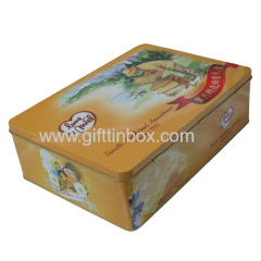 Rectangular handle tin box