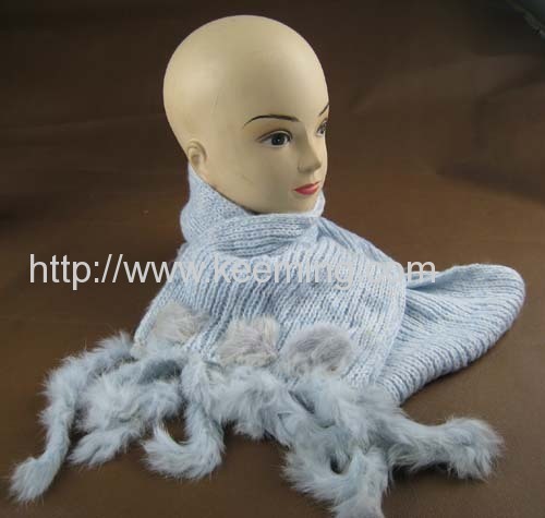 100% acrylic and rabbit fur machine scarf