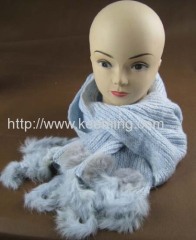 100% acrylic soft fashionable scarf with rabbit fur