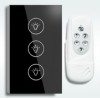 RF remote control touch light switch 3 way, crystal tempered glass panel+blue LED indicator, US syle light wall switch