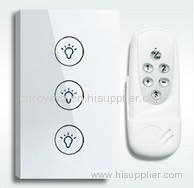 3 gang touch wall switch with wireless remote control, wall light switch 3 way, crystal glass panel,US model