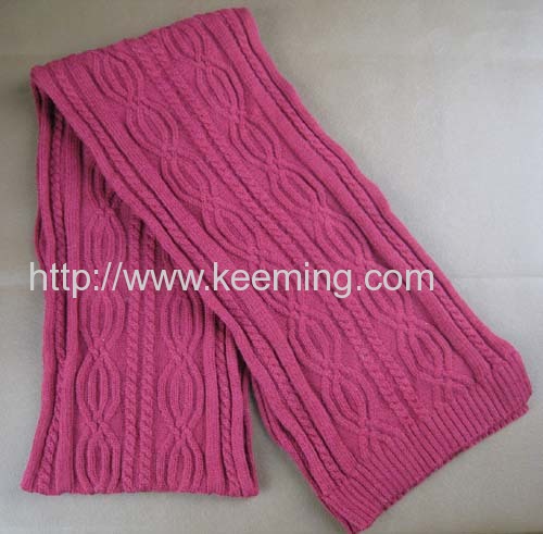 Woolen cable long knitted scarf