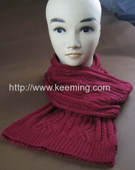 Woolen cable long knitted scarf