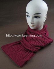 Woolen cable long knitted scarf