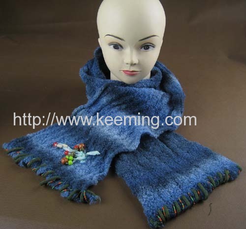 Decorative bead on the edge ethnic style machine scraf