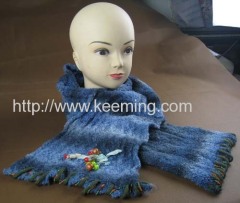 Space dye boucle yarn fashionable scarf with decorative bead on the edge