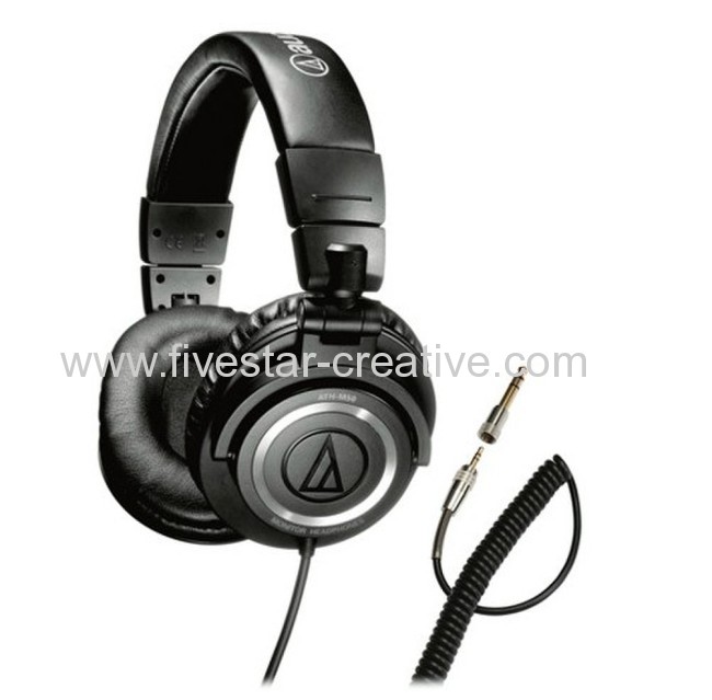 Audio-Technica ATH-M50 Professional Studio Monitor Headphones with coiled cable