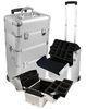 Silver Trolley Aluminum Makeup Cases With Mirror For Makeup Tools