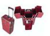 Red Fireproof Aluminum Makeup Cases / Aluminum Trolley Case With Mirror