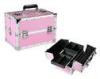 Pink Aluminum Beauty Cases / Makeup Boxes With Straps For Makeup Artist