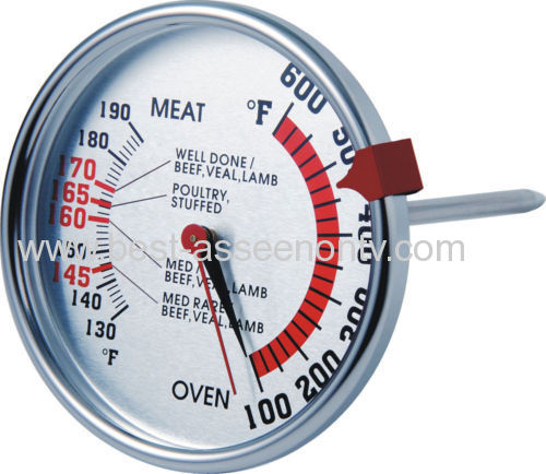 Dual Meat and Oven Thermometer with Silicone Grip - Includes USDA food chartt