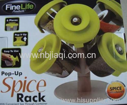 plastic 6 container spice rack as seen on TV/Revolving spice rock/spice kock set/spice jar