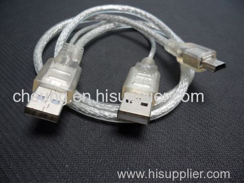 USB 2.0 Mini 5 Pin to A Male Data Power PC HDD Y-Cable
