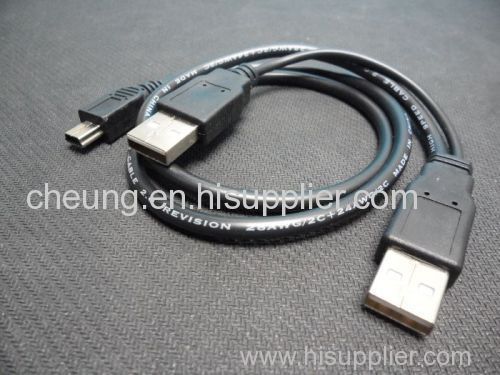 USB 2.0 Y Cable A Male to A Male and 5 Pin Mini Male Cable for External Hard Drives
