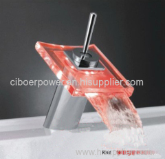 LED waterfall faucet with 360 degree handle