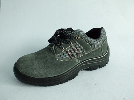 suede cowhide safety shoes with thickened mesh fabric