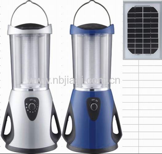 Solar camping lantern with solar panel