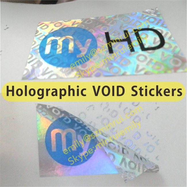 Tamper Evident Holographic Warranty VOID If Removed Labels,Custom Hologram VOID PET Vinyl Stickers,Security VOID Labels