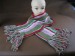 Embroidery colorful tassel stripe scarf