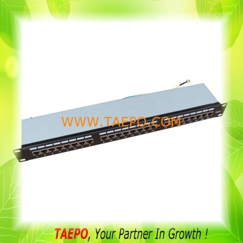 19 inch 1U 24 port CAT6 RJ45 shielded network patch panel with bracket