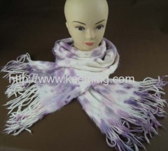 White and purple Brush print scarf