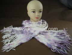 White and purple Brush print scarf