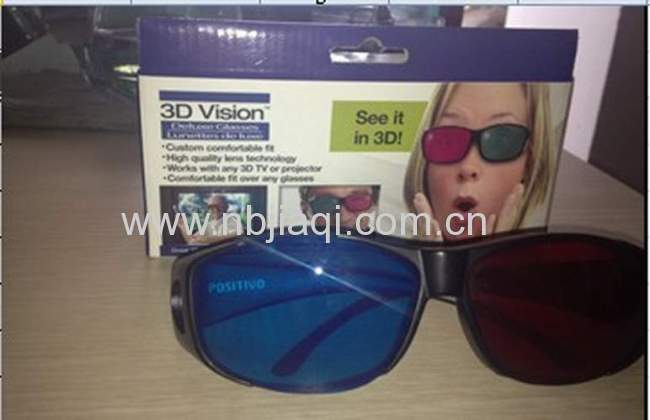 Red bule plastic Myopia general S3D glasses/High quality anaglyph 3D glasses for movie