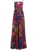 Multi Color Sleeveless Strapless Gallus Floral Dress