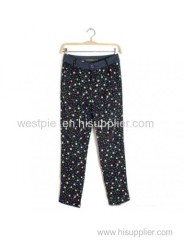 Black Peace Dove Polka Dot Harem Pants