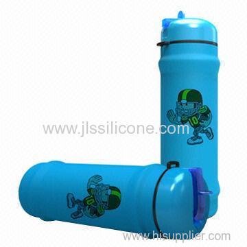 Fashionable and easily pack silicone sports water bottle