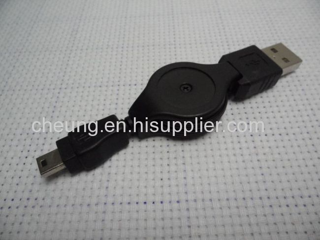 USB A to 5 Pin Male To Male M-M Retractable Cable 