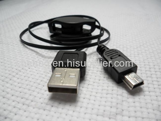 USB A to 5 Pin Male To Male M-M Retractable Cable 