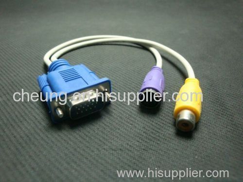 VGA SVGA to RCA S-Video AV TV Adapter Converter Cable